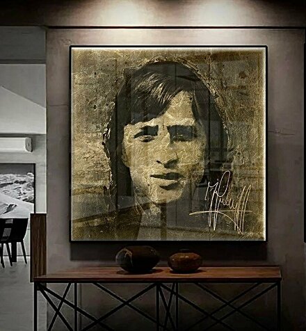 Johankruijff Johancruyffschildrij 3dschilderij rijk 3dkunstwerk 3dkunst 3dwallart  legendarischekunst voetbalkunstwerk soccerarGoldleaf Bladgoud Goudenkunstwerk Goudschilderij luxekunst handgemaakt limitededition