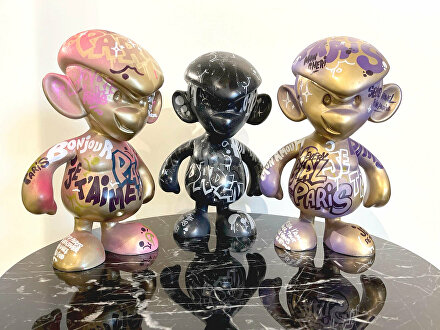 Binkie,Binkie beeld, binkie mascotte , parijs, maison&objet, art, binkies, gallery, van dyson, artwork, statue, artstatue, kunstbeeld, goudenbeeld, ginvi, ginviart, luxekunst, luxekunstopmaat