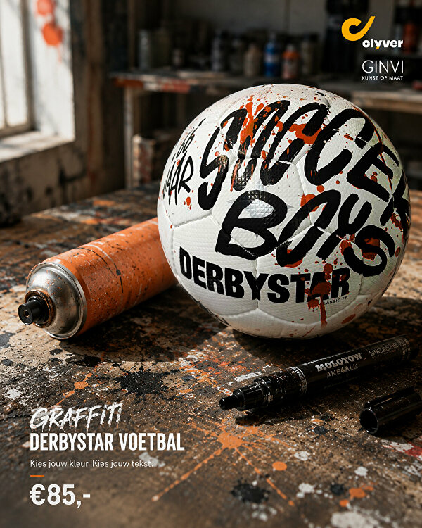 graffiti voetbal, gepersonaliseerde voetbal, voetbal met naam, voetbal laten maken, voetbal laten personaliseren, custom voetbal, unieke voetbal, DerbyStar voetbal, DerbyStar met naam, DerbyStar personaliseren, gepersonaliseerde DerbyStar, voetbal met tekst, voetbal met clubnaam, voetbal met bedrijfsnaam, voetbal met logo, voetbal cadeau, origineel voetbal cadeau, gepersonaliseerd cadeau voetballer, cadeau voor voetballer, voetbal relatiegeschenk, voetbal jubileum cadeau, voetbal team cadeau, voetbal vereniging cadeau, voetbal sponsor cadeau, voetbal bedrijfscadeau, handgemaakte voetbal, custom DerbyStar, street art voetbal, graffiti kunst, graffiti cadeau, voetbal kunstobject, exclusieve voetbal, luxe voetbal cadeau, voetbal decoratie, gepersonaliseerde sportartikelen, voetbal voor kantoor, voetbal voor kantine, voetbal voor clubhuis, voetbal voor bedrijf, voetbal voor vereniging, custom soccer ball, personalized soccer ball, graffiti soccer ball, custom football, personalized football, custom DerbyStar football, hand painted soccer ball, hand painted football, unieke voetbal met naam, voetbal laten beschilderen, voetbal kunst, voetbal kunstwerk, gepersonaliseerde sportcadeaus, custom sport cadeau